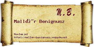 Mallár Benignusz névjegykártya